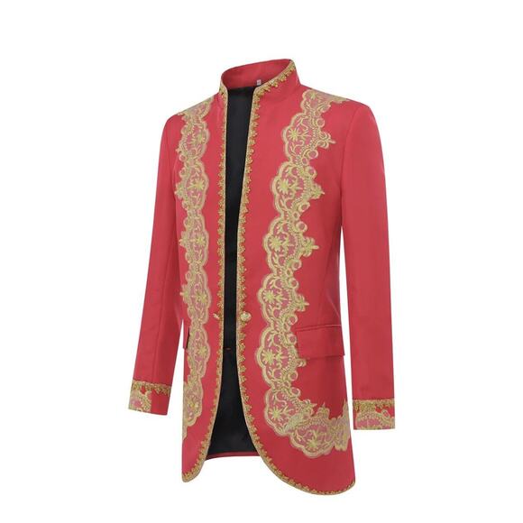 CloudStyle Slim Fit Men's XL Royal Style Red Gold Tuxedo Holiday Wedding Cruise - Picture 4 of 16